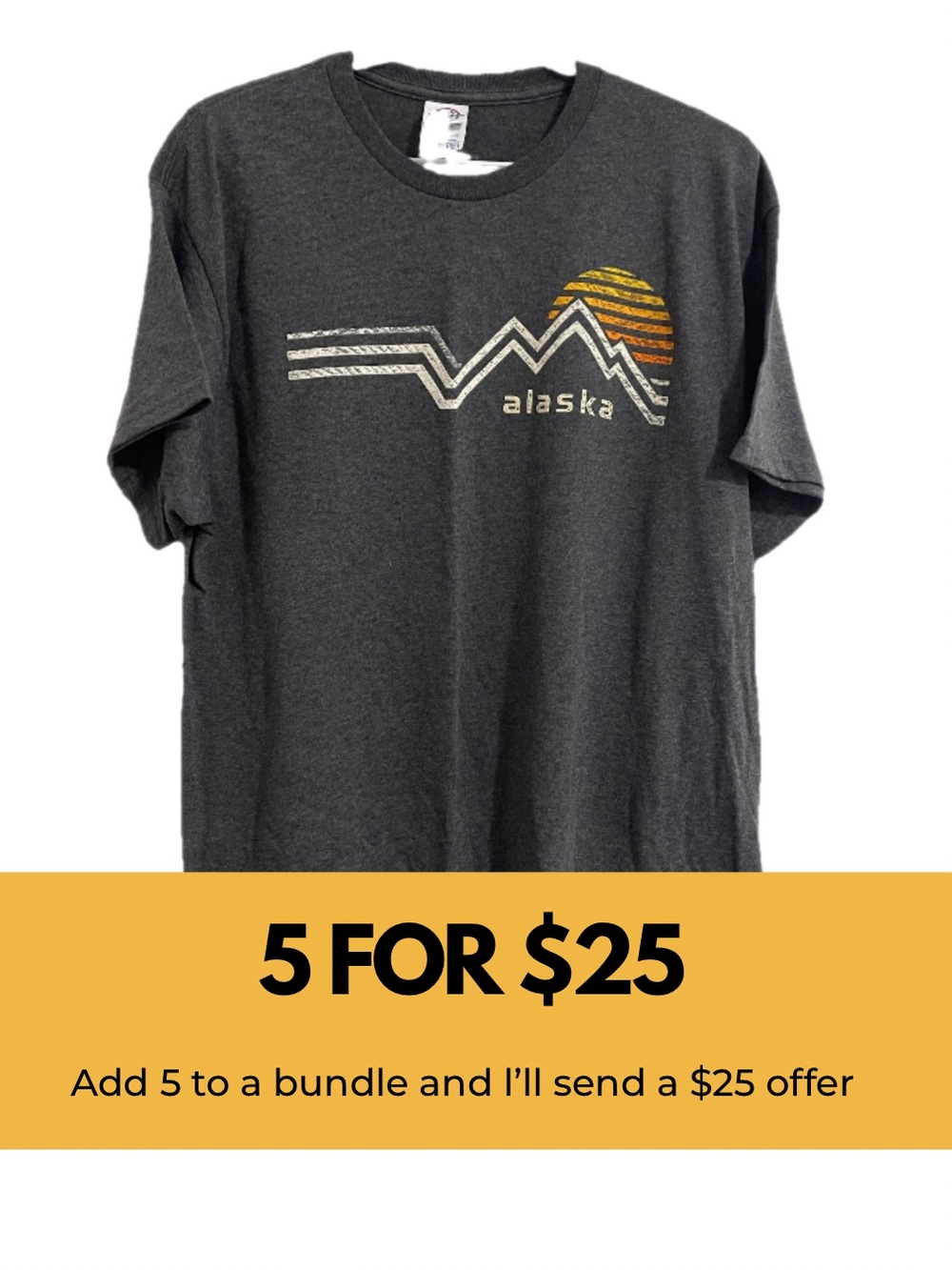 Alaska Graphic Tee - Dark Gray with Yellow & Cream